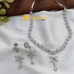 Zircon Silver Tone Short Neck Set