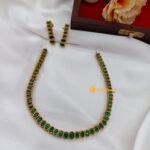 Green Oval Kundan Designer Short Neck Set