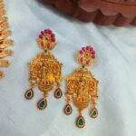 Radhakrisha Floral Kemp Green Stone Long Haram - Image 3