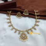 Circle Pendant with Mango Drops Short Neck Set