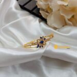 Floral Bracelet Blue Stone Gold Polish
