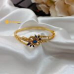 Floral Bracelet Blue Stone Gold Polish - Image 3