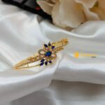 Floral Bracelet Blue Stone Gold Polish - Image 2