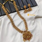 Peacock Long Neck Set with Leaf Chain