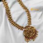 Peacock Long Neck Set with Leaf Chain - Image 3