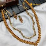 Antique Mango Ruby & Green Stone Long Neck Set
