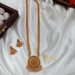 Antique Floral Pendant with 2 layer Ball Chain Lon