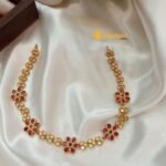 Floral White Ruby Short Neck Set - Image 2