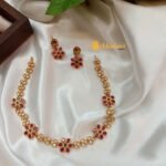 Floral White Ruby Short Neck Set