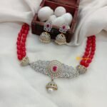AD Ruby Red Beaded Choker Set