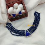 Blue Crystal Trio Choker Set