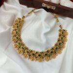 Antique Lakshmi Kemp Green Short Neck Set - Image 2