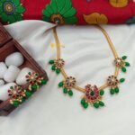 Beautiful Matte Gold Swan & Floral Short Neck Set - Image 3