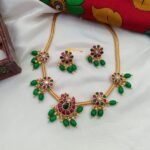 Beautiful Matte Gold Swan & Floral Short Neck Set