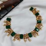 Kemp Elephant Cube cut Green Stone Neck Set - Image 3