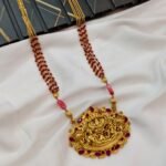 Perumal Pendant and Ruby Beads Mala Long Neck Set - Image 2