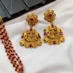 Perumal Pendant and Ruby Beads Mala Long Neck Set - Image 3