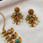 Antiqe Mango Navarathana Pearl Short Neck Set - Image 3