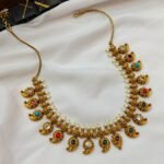 Antiqe Mango Navarathana Pearl Short Neck Set - Image 2
