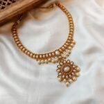 Floral Pearl Short Neck Set Matte Finish - Image 2