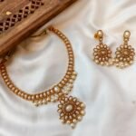 Floral Pearl Short Neck Set Matte Finish