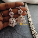 AD Floral Thilak Ruby With Pearl Drop Long Haram - Image 2