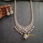 AD Floral Thilak Ruby With Pearl Drop Long Haram