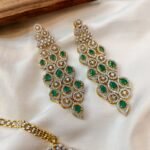 AD Zircon Thilak Green Stone Choker Set - Image 2