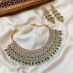 AD Zircon Thilak Green Stone Choker Set