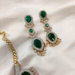 AD Zircon Grand Thilak Green Short Neck Set - Image 3