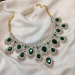 AD Zircon Grand Thilak Green Short Neck Set - Image 2