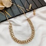 Geometric Kundan White short Neck Set