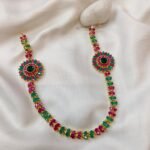 Floral Ruby and Green Short Neck Set - Image 2