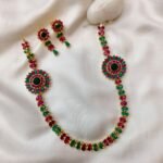Floral Ruby and Green Short Neck Set