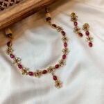 Antique Floral Ruby Short Neck Set