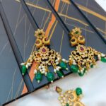 Peacock Multi Mango Green Beads Short Neck Set - Image 2