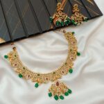Peacock Multi Mango Green Beads Short Neck Set
