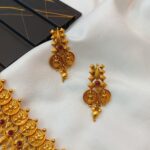 Matte Finish Lakshmi Coin Long Neck Set - Image 2