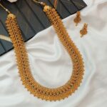 Matte Finish Lakshmi Coin Long Neck Set