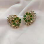 Zircon Floral Earrings Screw Back - Image 3