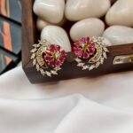 Zircon Floral Earrings Screw Back