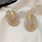 Zircon Grid Thilak Earrings Screw Back
