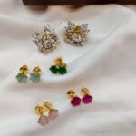 Zircon Interchangable Floral Earrings Screw Back