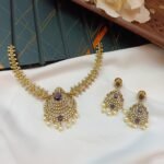 Victorian AD Thilak Peacock Hasli Short Neck Set - Image 2