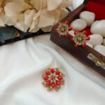 Floral Coral Pendant Set