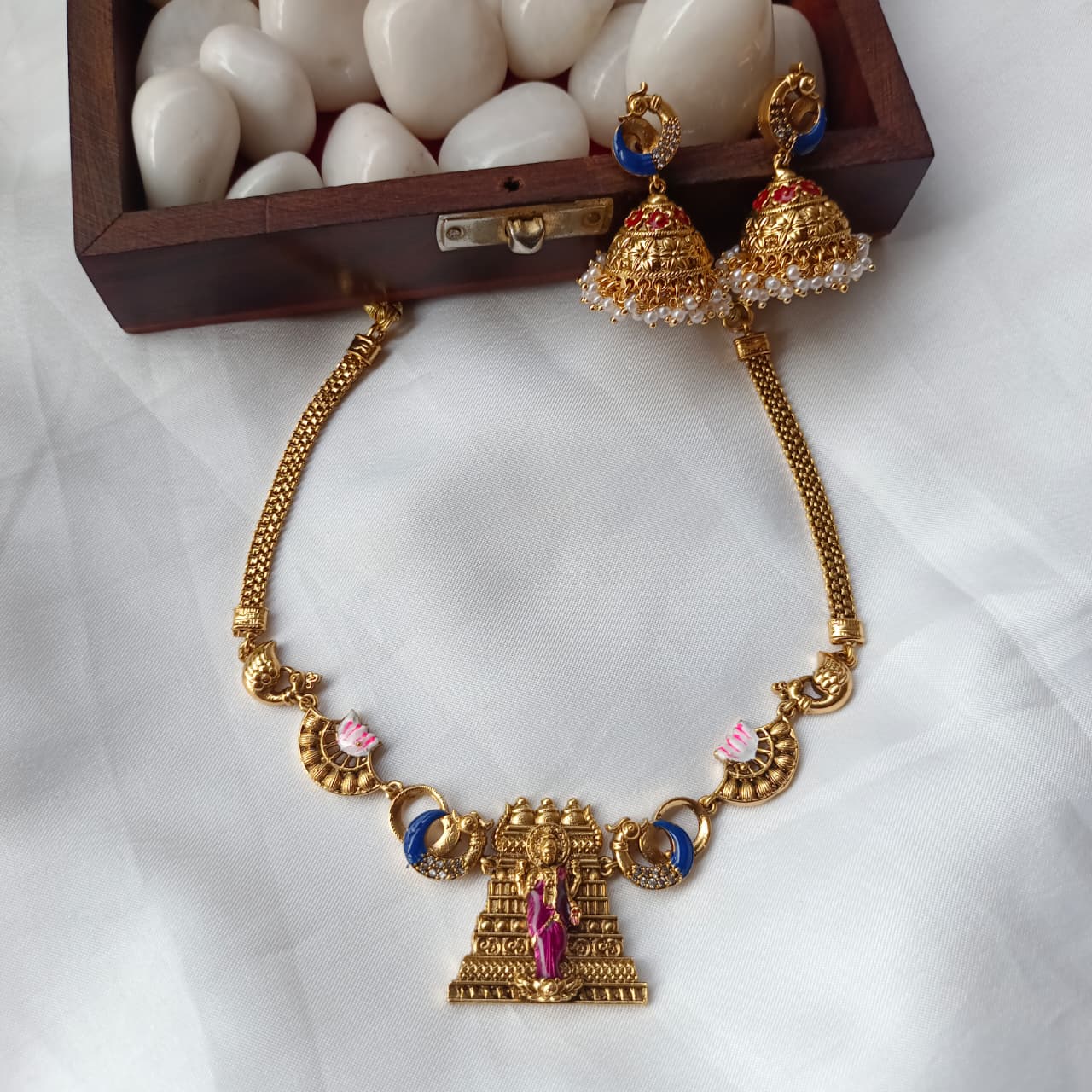 102588.1.1 (1) Meenakshi Gopuram Short Neck Set - Image 1