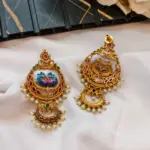Peacock Meenakari Chandbali Earrings - Image 2