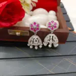 AD Traditional Silver Jhumka - Image 4