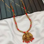 Coral Gajalakshmi Short Neck Set with Earrings - Image 2