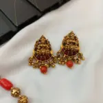 Coral Gajalakshmi Short Neck Set with Earrings - Image 3
